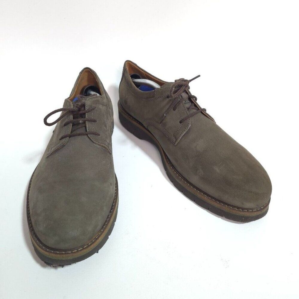 Clarks Bayhill Plain Nubuck Oxford Shoes Olive Brown EXTREME Comfort Men Sz 10 M